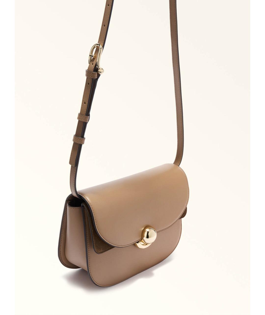 FURLA Бежевая кожаная сумка через плечо, фото 5