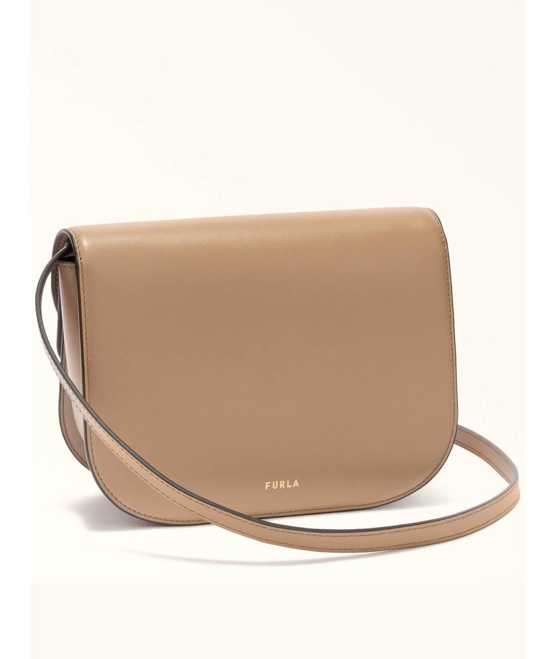 FURLA Бежевая кожаная сумка через плечо, фото 2