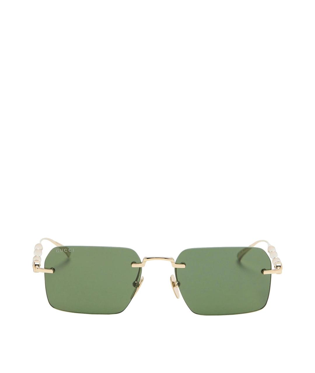 GUCCI Золотые металлические солнцезащитные очки, фото 1