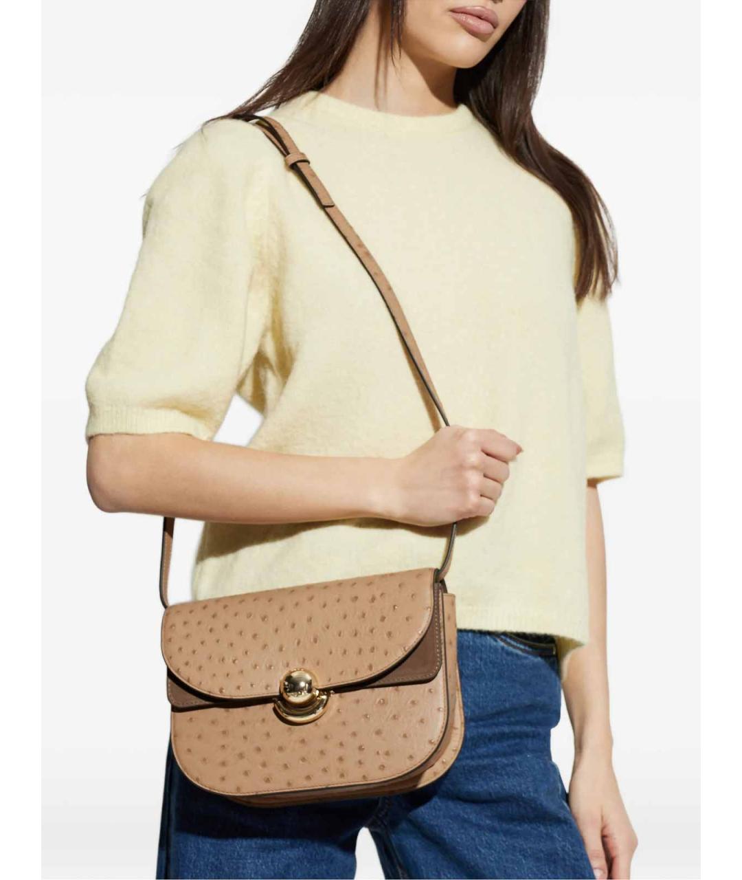 FURLA Бежевая кожаная сумка через плечо, фото 2