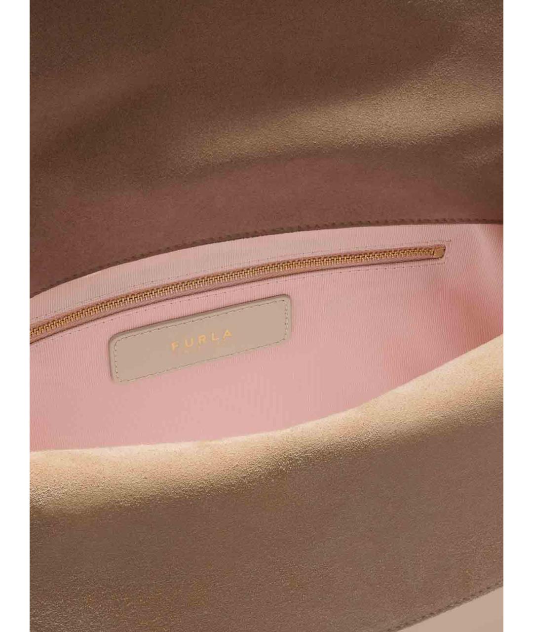 FURLA Бежевая кожаная сумка через плечо, фото 3