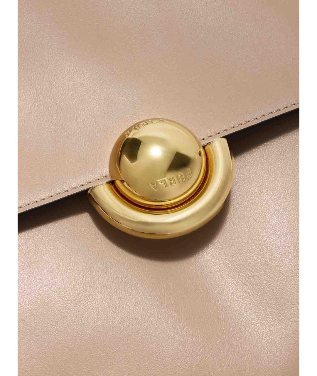 FURLA Бежевая кожаная сумка через плечо, фото 4