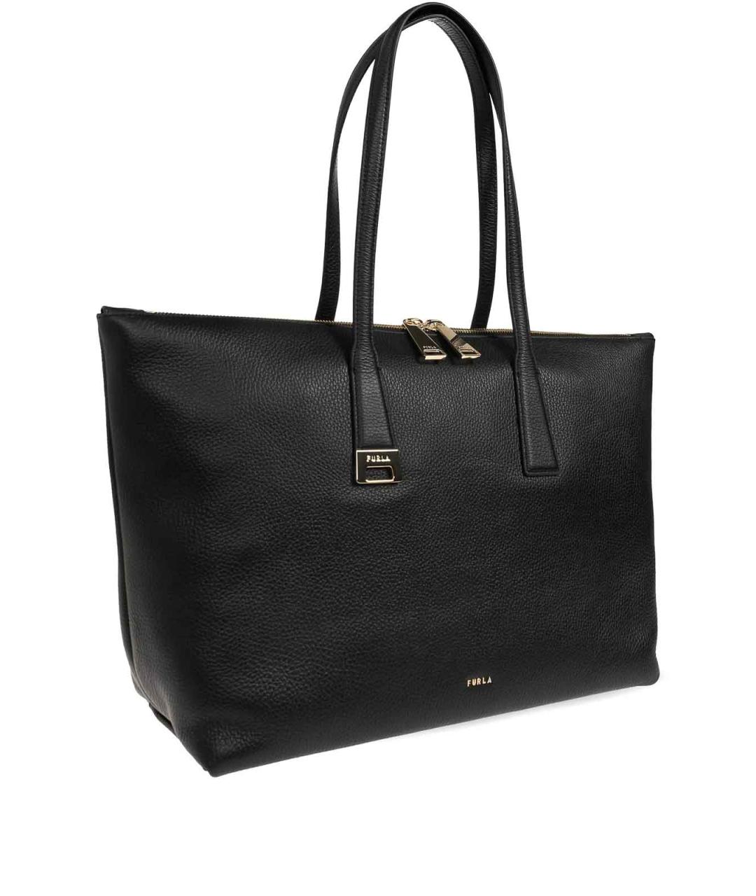 FURLA Черная кожаная сумка тоут, фото 4