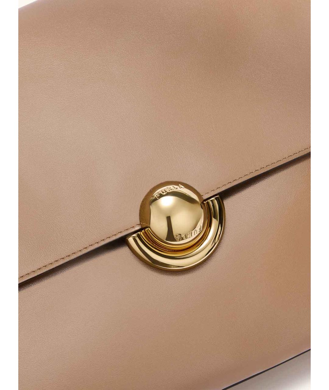 FURLA Бежевая кожаная сумка через плечо, фото 4