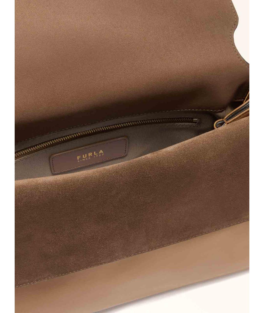 FURLA Бежевая кожаная сумка через плечо, фото 3