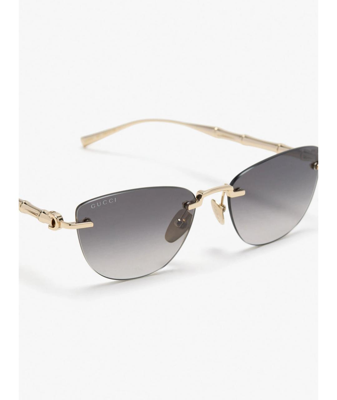 GUCCI Золотые металлические солнцезащитные очки, фото 2