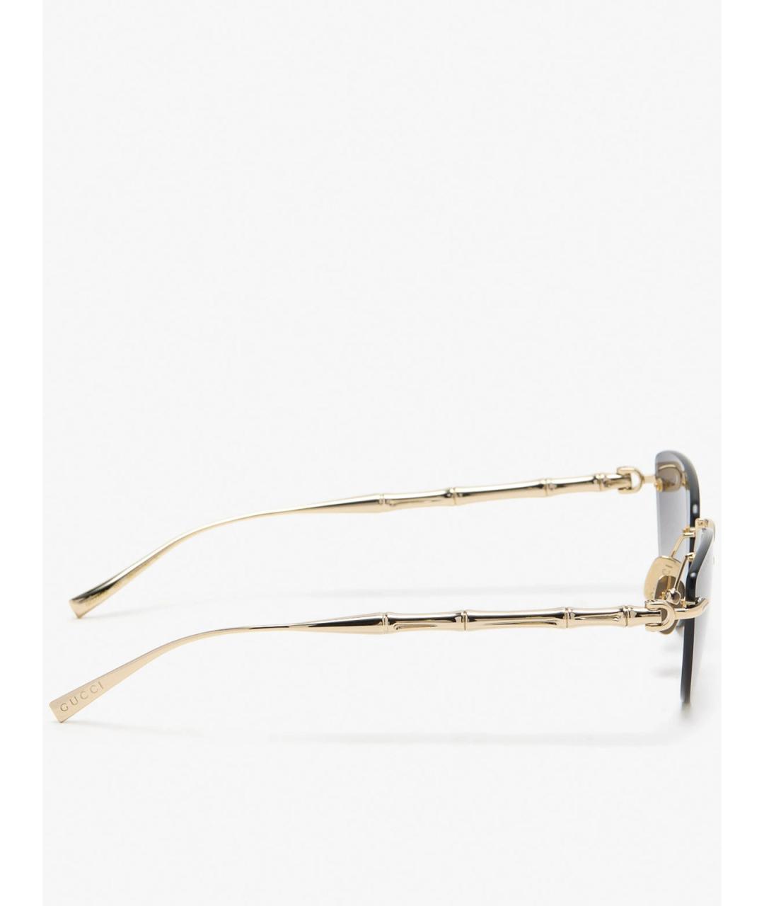 GUCCI Золотые металлические солнцезащитные очки, фото 3