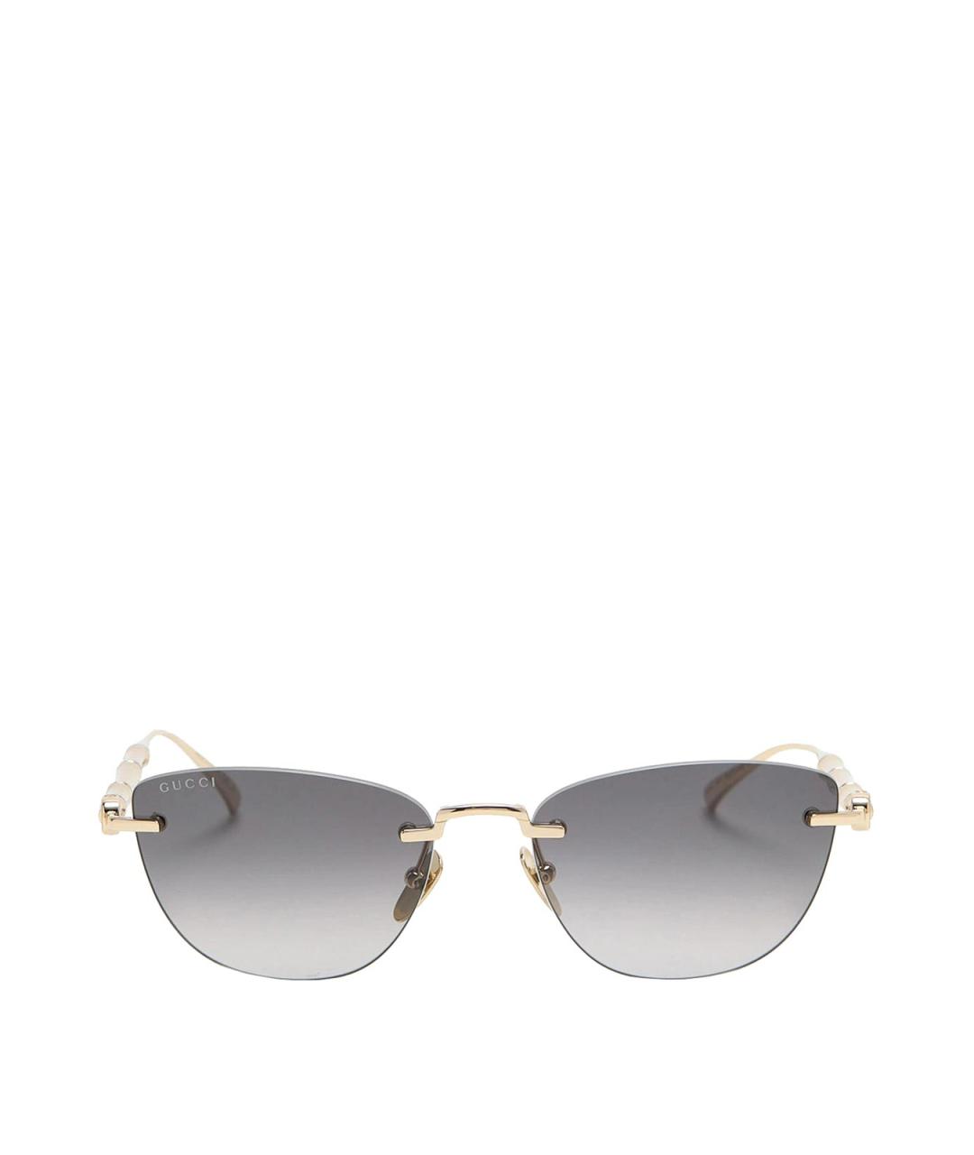 GUCCI Золотые металлические солнцезащитные очки, фото 1