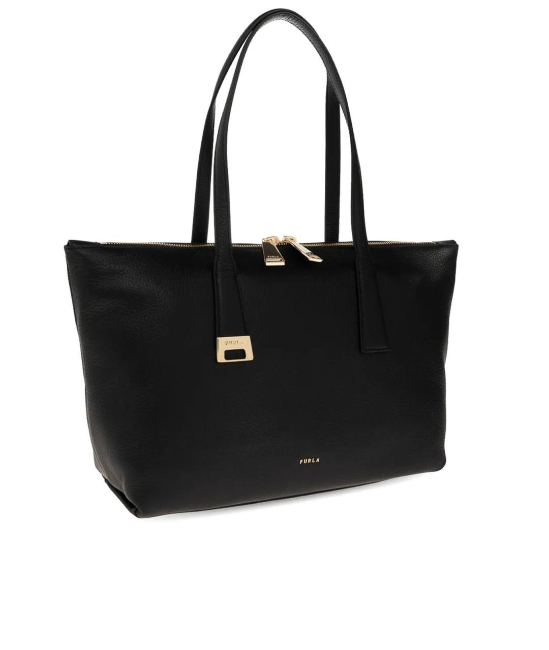FURLA Черная кожаная сумка тоут, фото 4