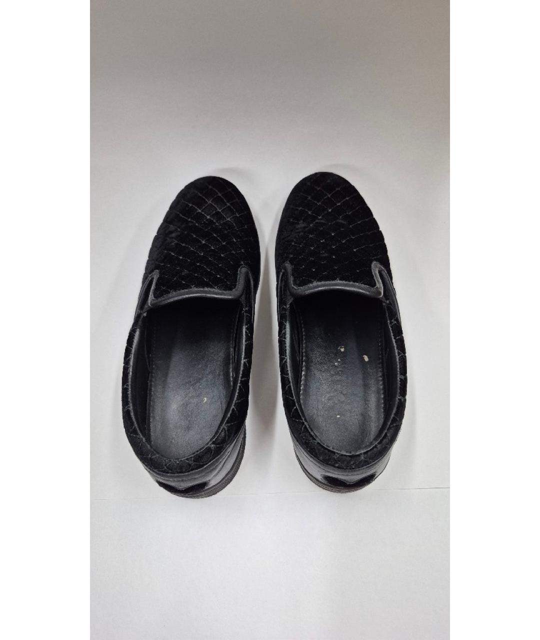 BOTTEGA VENETA Черные бархатные слипоны, фото 3