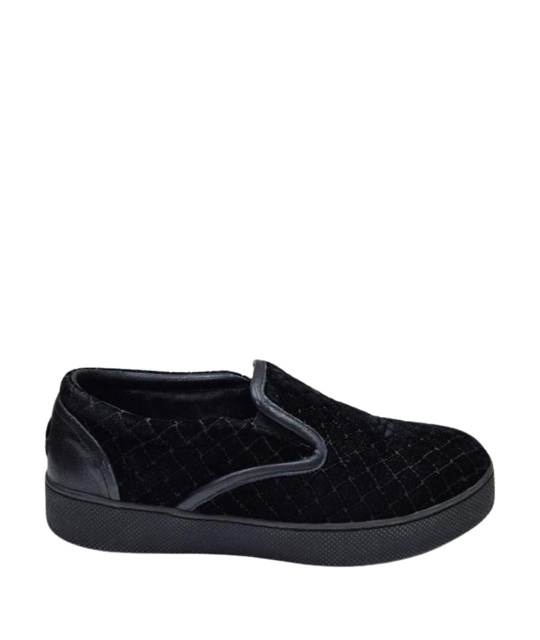 BOTTEGA VENETA Черные бархатные слипоны, фото 1
