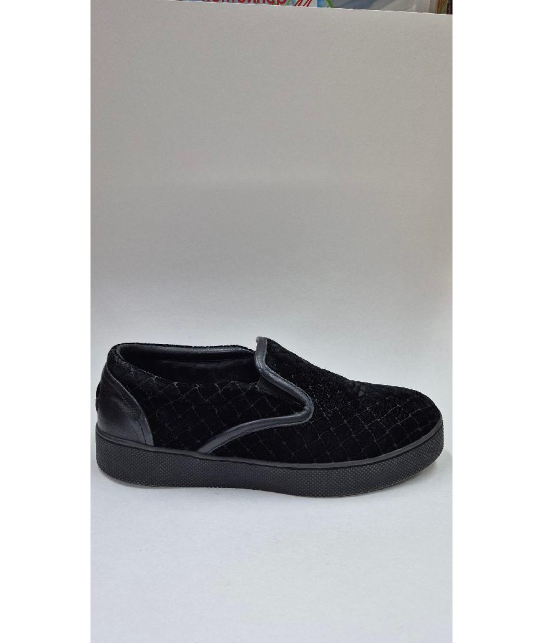 BOTTEGA VENETA Черные бархатные слипоны, фото 6
