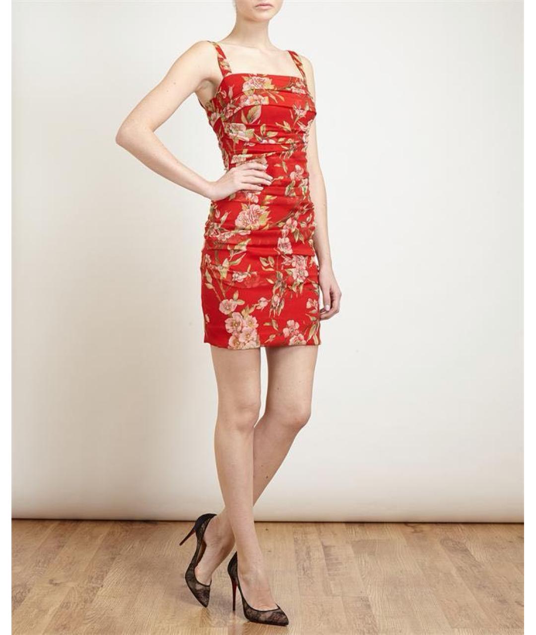 DOLCE&GABBANA Красное шелковое коктейльное платье, фото 5