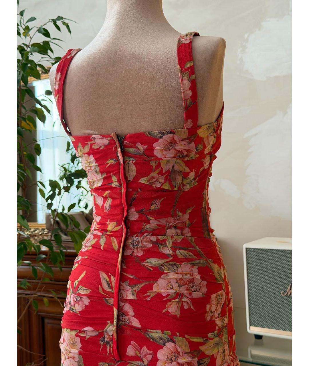 DOLCE&GABBANA Красное шелковое коктейльное платье, фото 4
