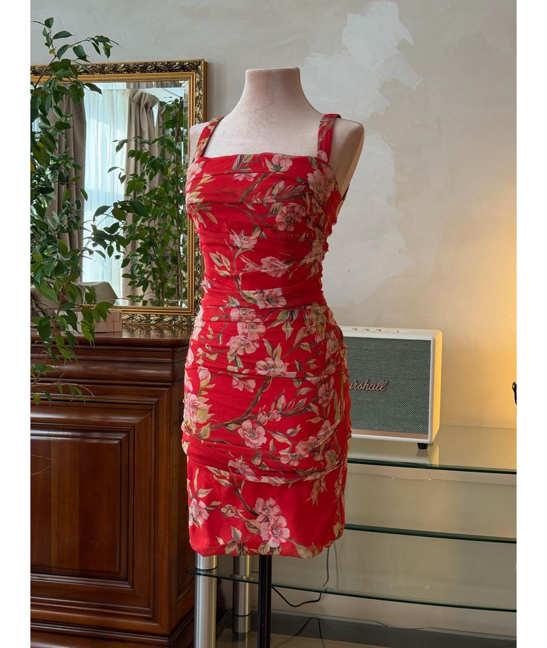 DOLCE&GABBANA Красное шелковое коктейльное платье, фото 2