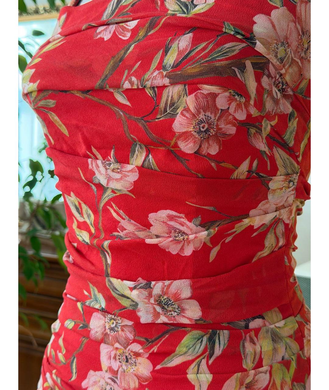 DOLCE&GABBANA Красное шелковое коктейльное платье, фото 3