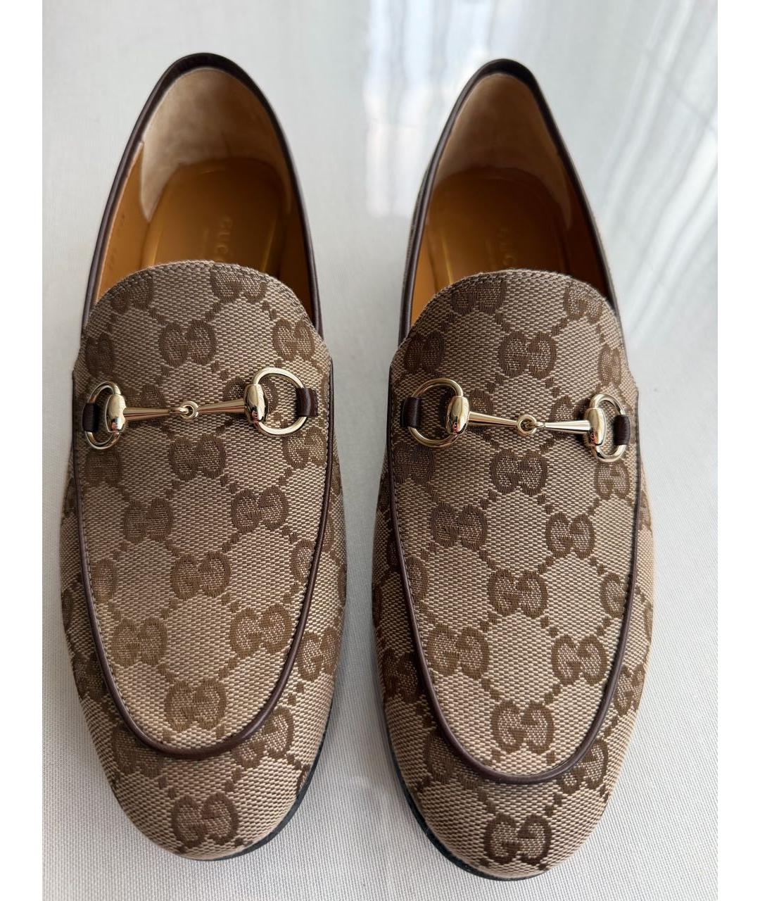 GUCCI Коричневые текстильные лоферы, фото 2