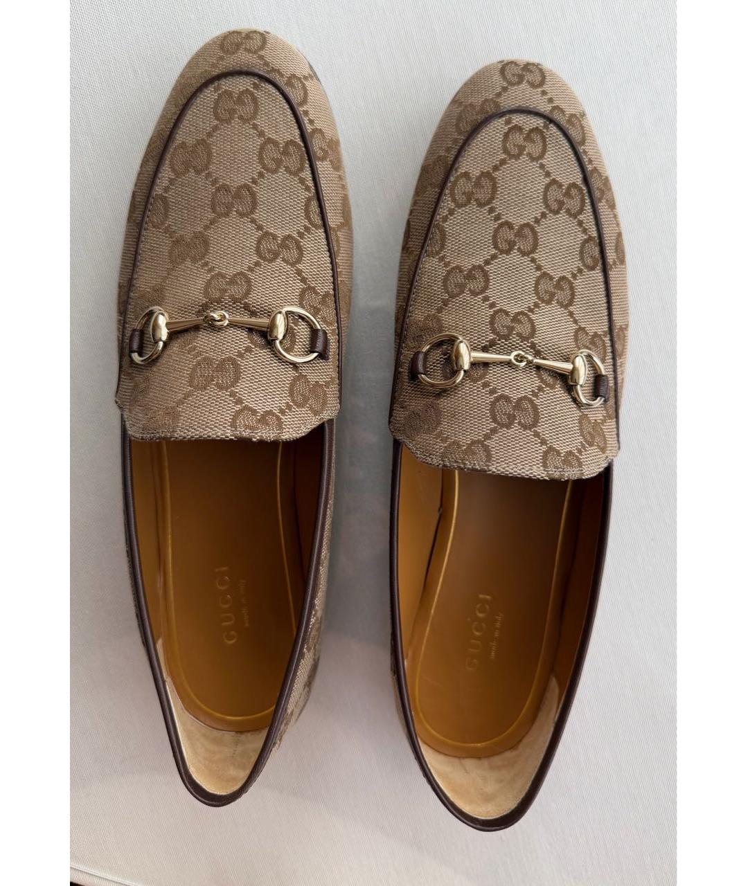 GUCCI Коричневые текстильные лоферы, фото 3