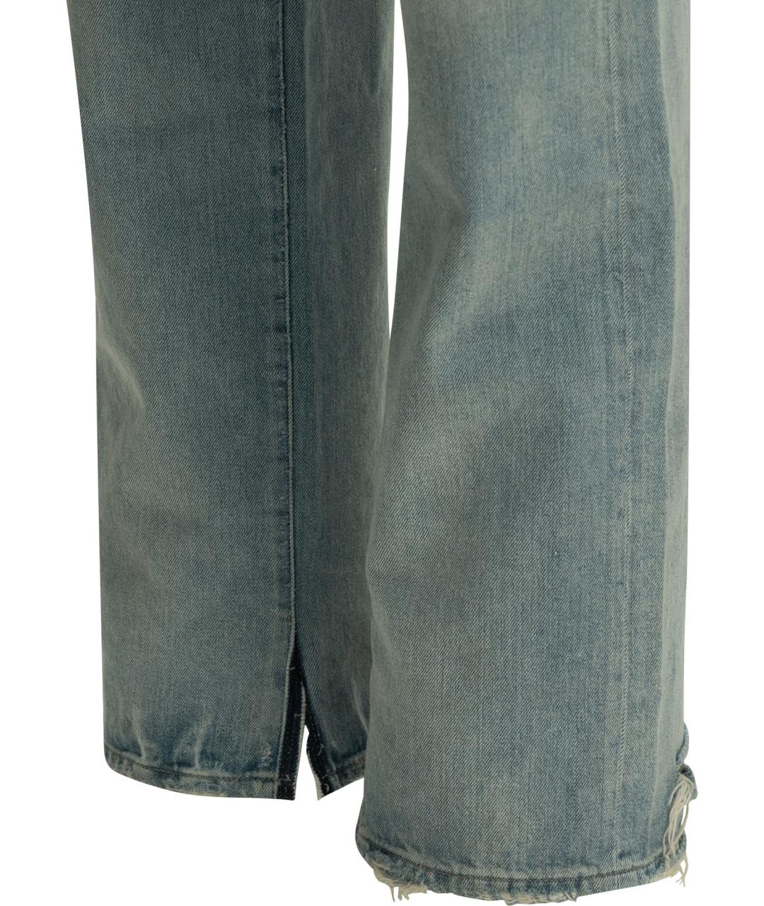 MAISON MARGIELA Голубые хлопковые прямые джинсы, фото 4