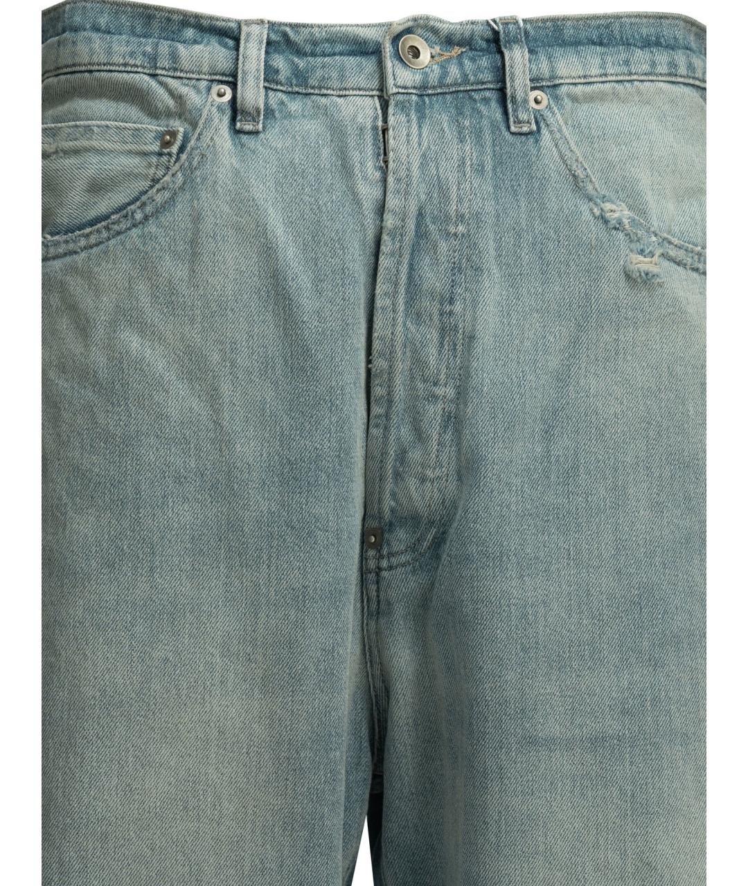 MAISON MARGIELA Голубые хлопковые прямые джинсы, фото 3
