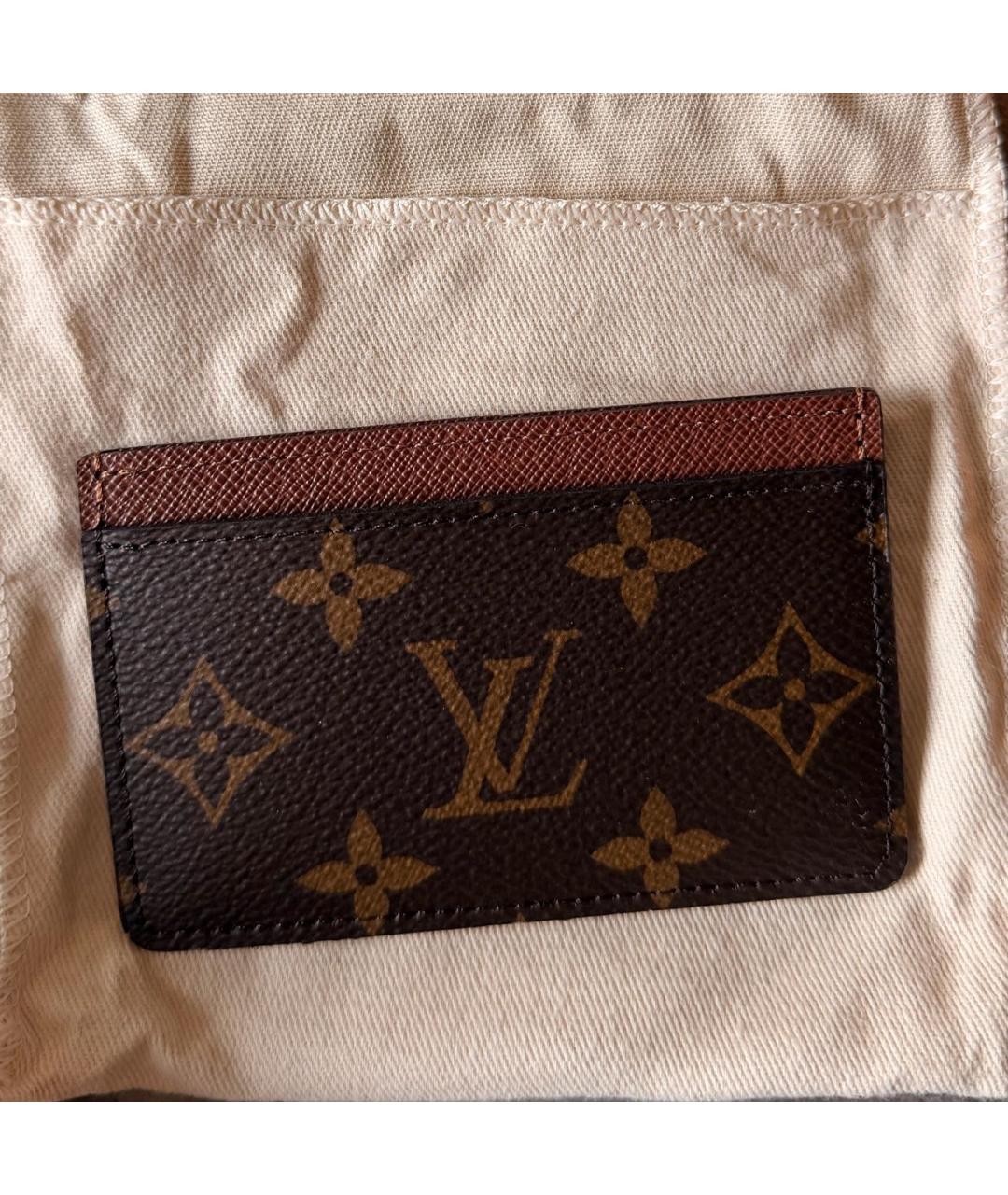 LOUIS VUITTON Коричневый кожаный кардхолдер, фото 4