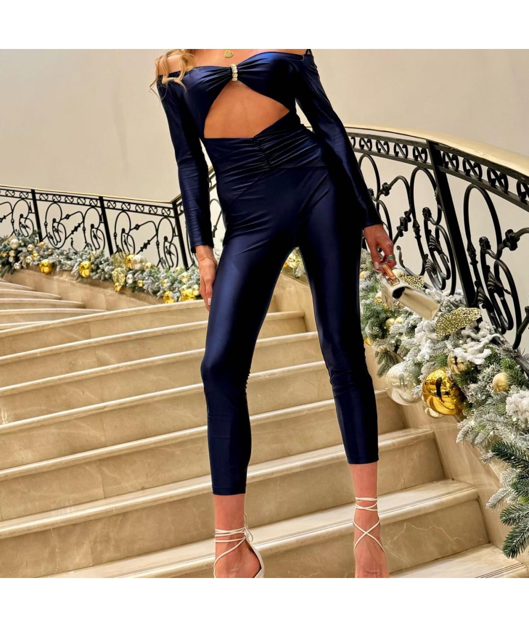 ELISABETTA FRANCHI Темно-синий полиамидовый комбинезон, фото 8