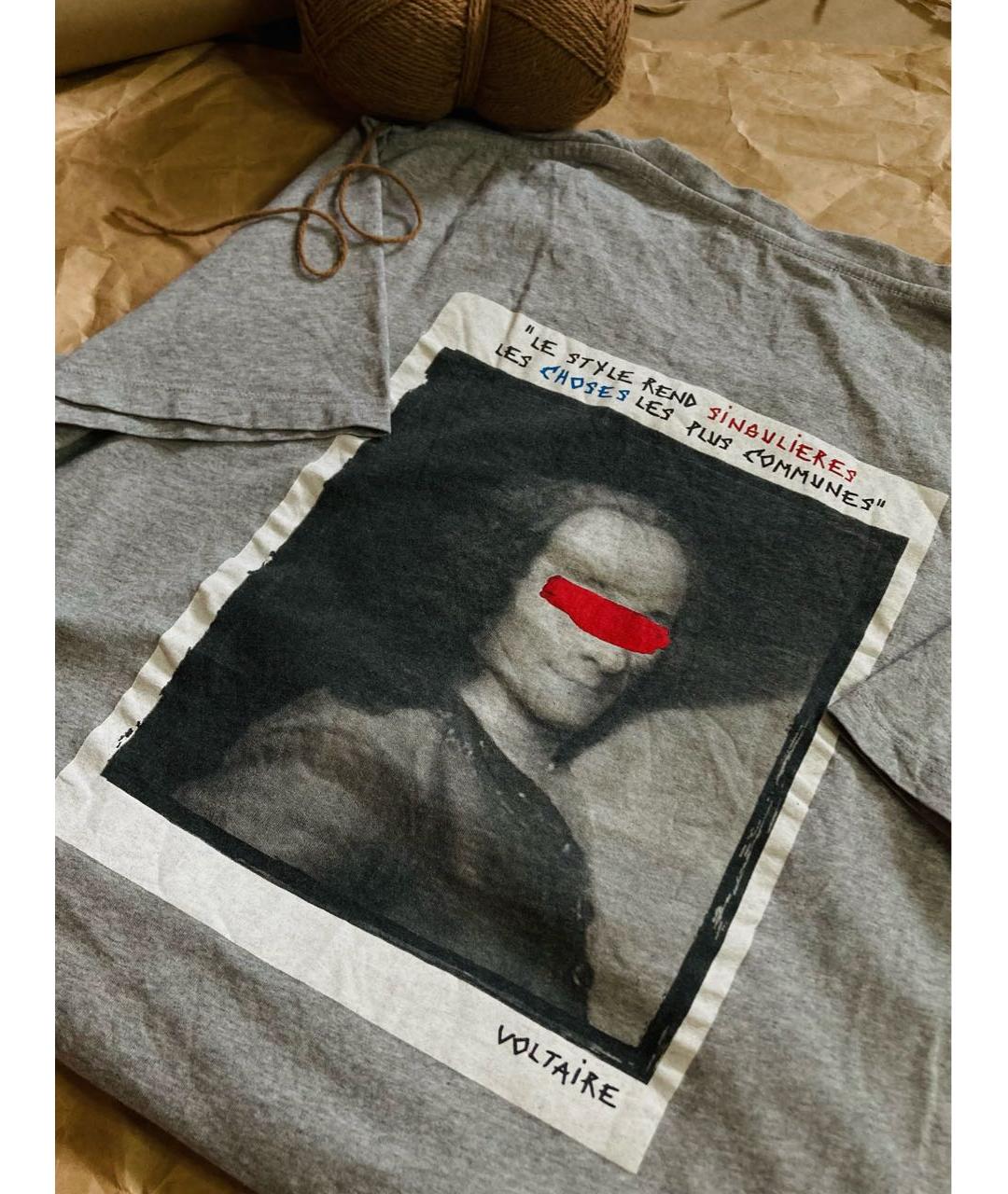 ZADIG & VOLTAIRE Серая хлопковая футболка, фото 3