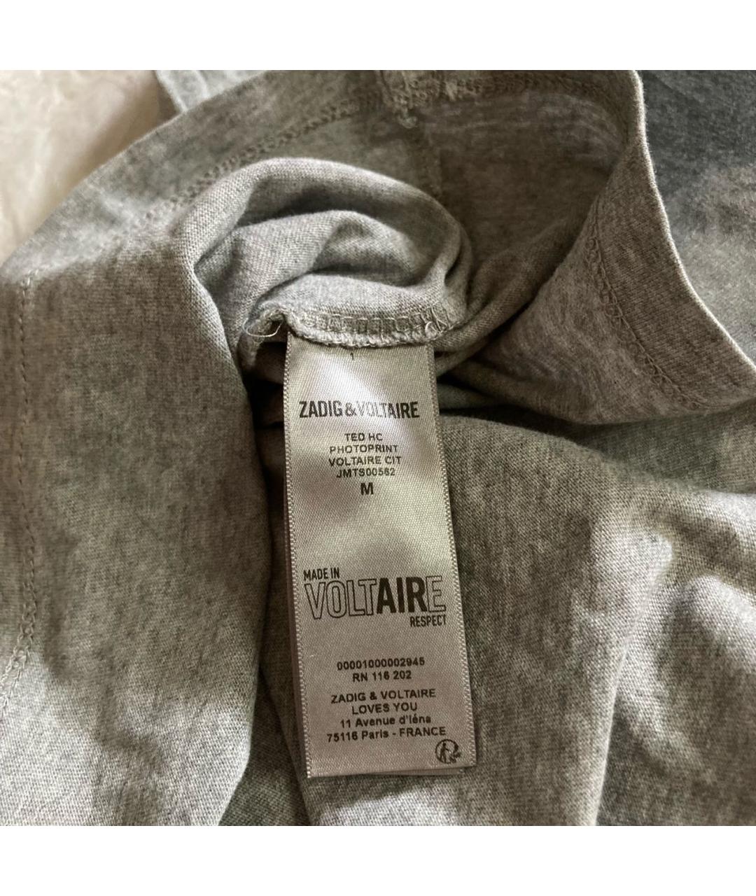 ZADIG & VOLTAIRE Серая хлопковая футболка, фото 7