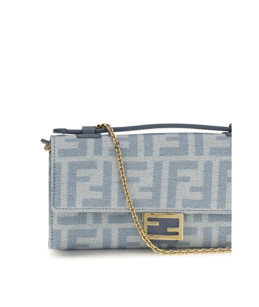 FENDI Голубая хлопковая сумка через плечо, фото 4