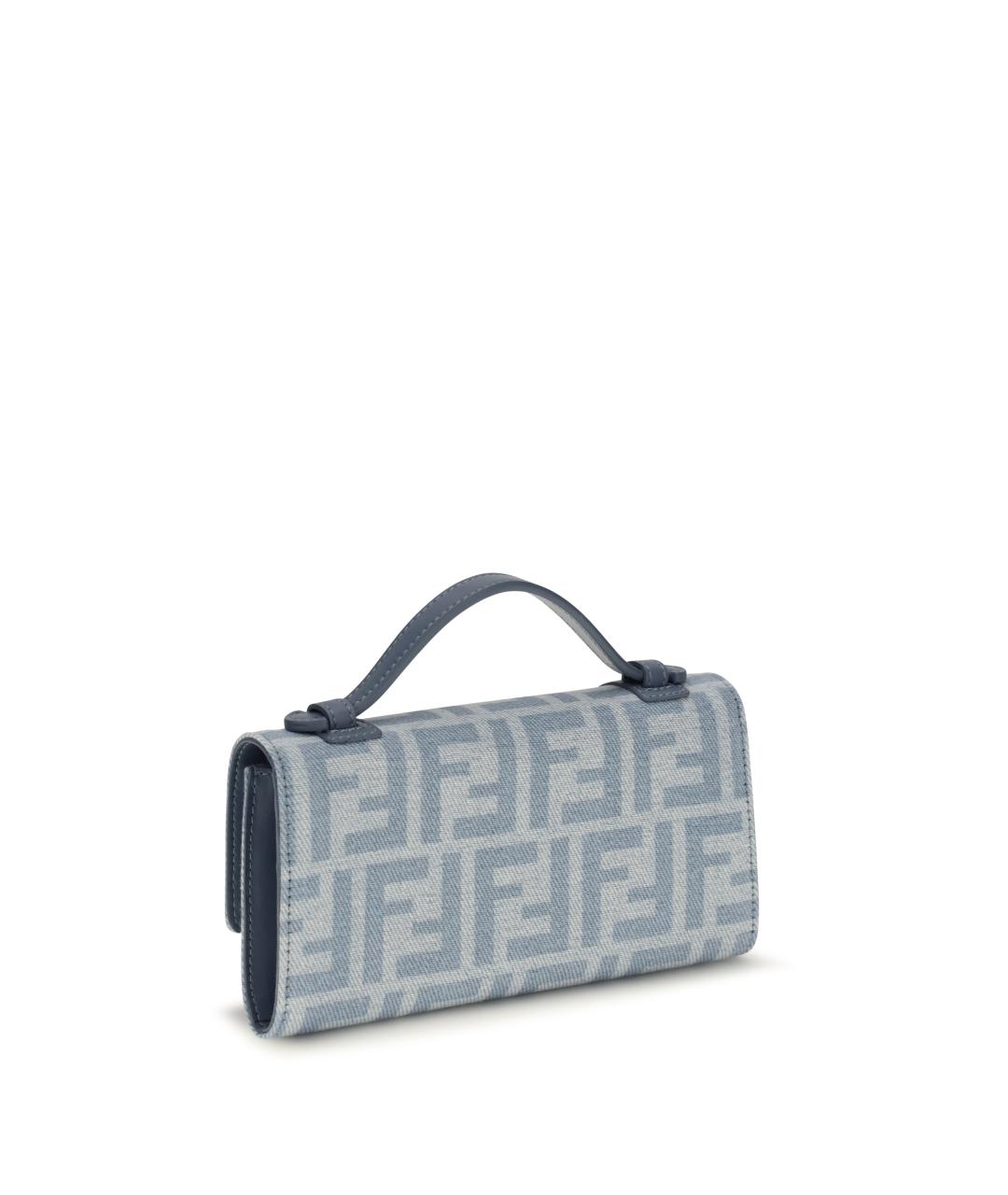 FENDI Голубая хлопковая сумка через плечо, фото 3
