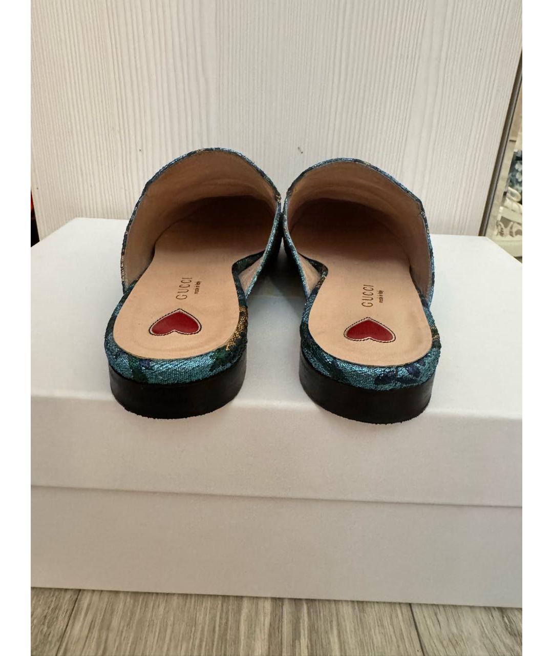 GUCCI Голубые текстильные сабо, фото 4