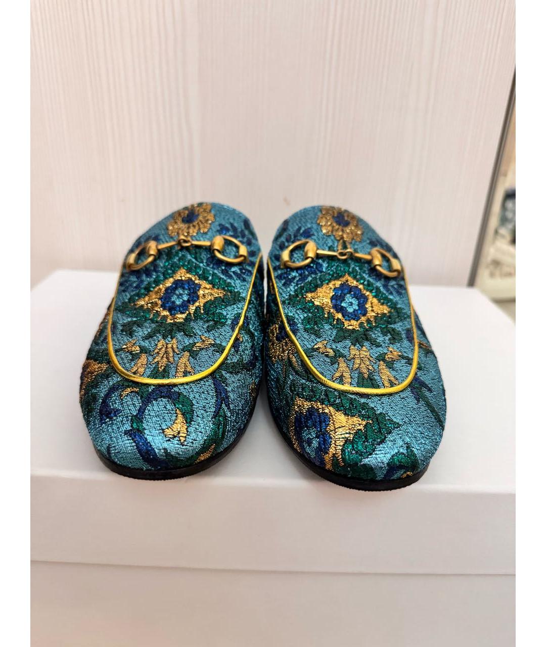 GUCCI Голубые текстильные сабо, фото 2