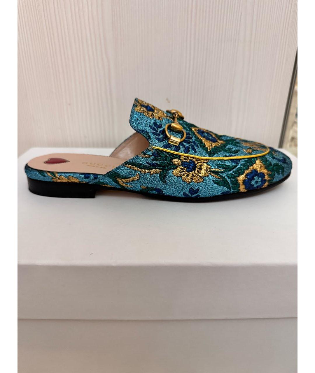 GUCCI Голубые текстильные сабо, фото 5