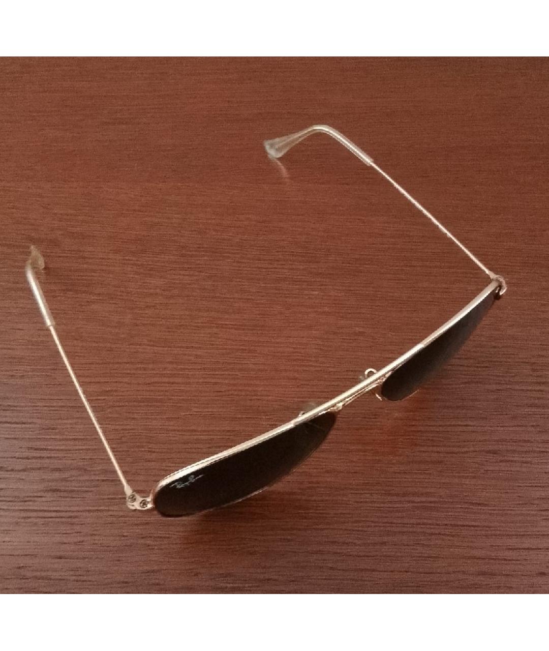 RAY BAN Золотые металлические солнцезащитные очки, фото 3