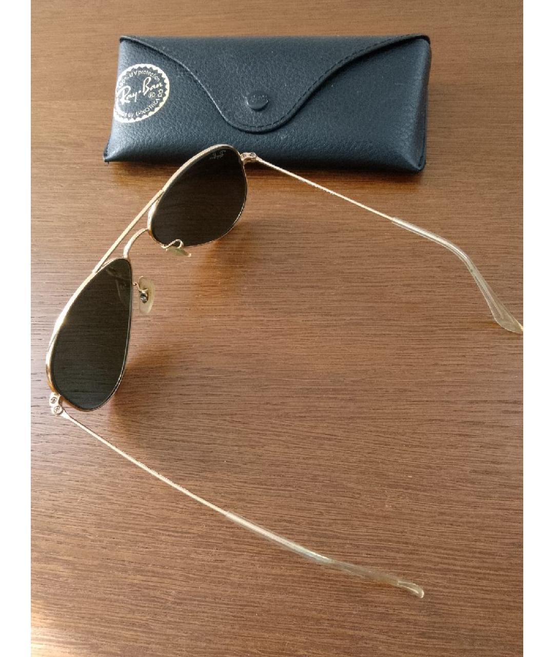 RAY BAN Золотые металлические солнцезащитные очки, фото 6