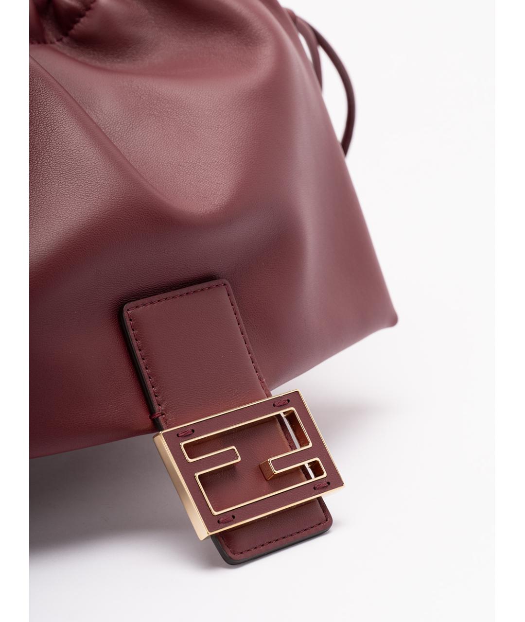 FENDI Бордовая кожаная сумка через плечо, фото 4