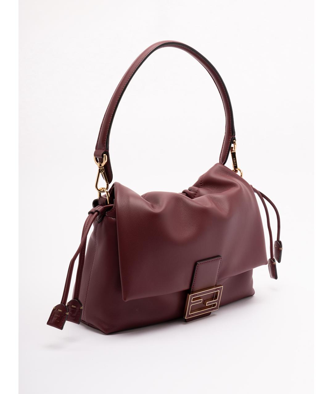 FENDI Бордовая кожаная сумка через плечо, фото 3