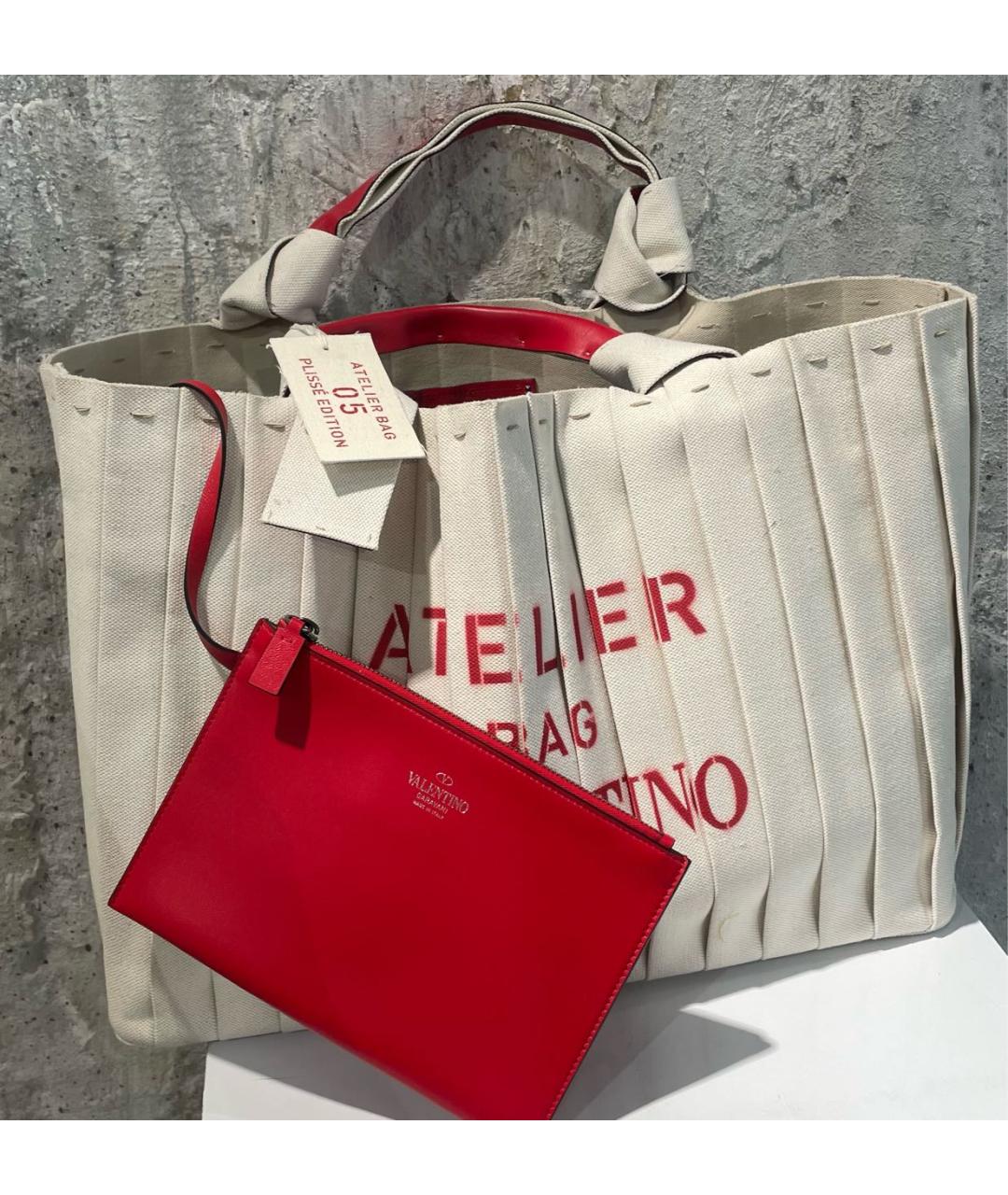 VALENTINO Бежевая тканевая сумка тоут, фото 5