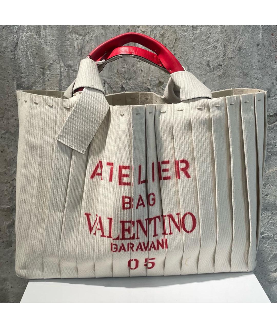 VALENTINO Бежевая тканевая сумка тоут, фото 2