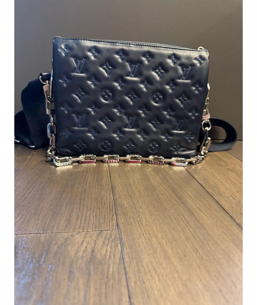 LOUIS VUITTON Темно-синяя кожаная сумка через плечо, фото 8