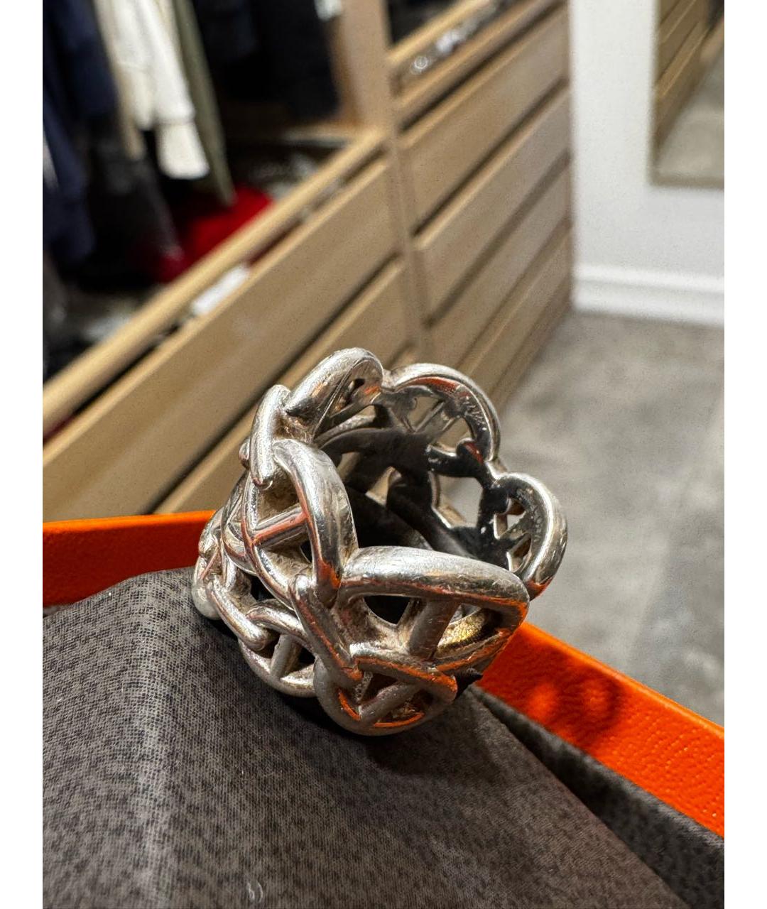 HERMES Белое серебряное кольцо, фото 3