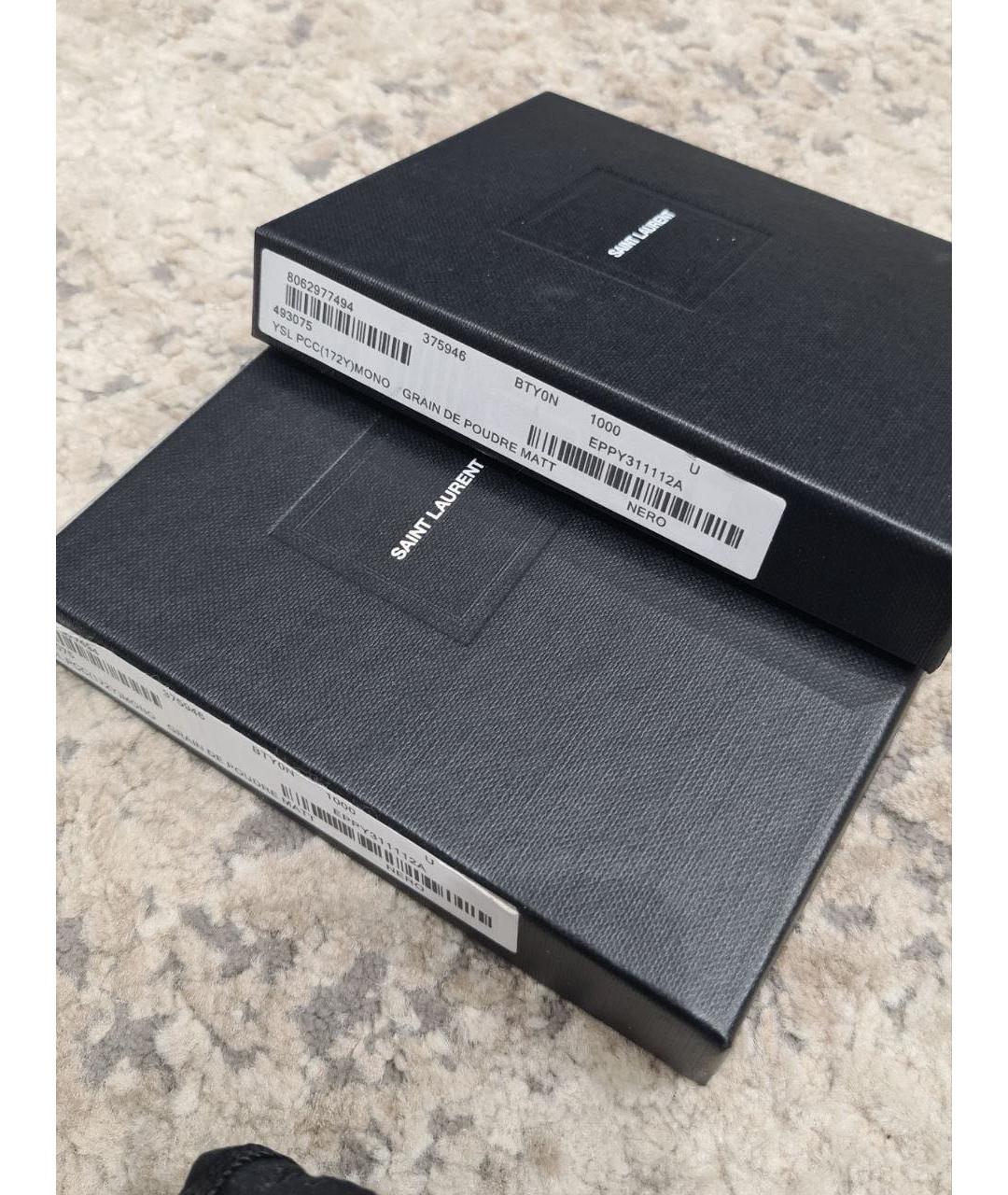 SAINT LAURENT Черная кожаная визитница, фото 6