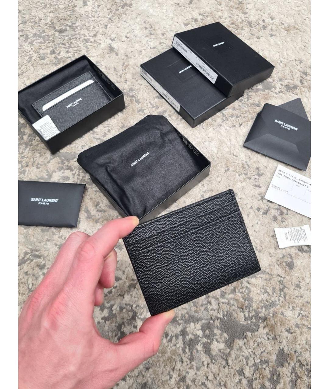SAINT LAURENT Черная кожаная визитница, фото 4