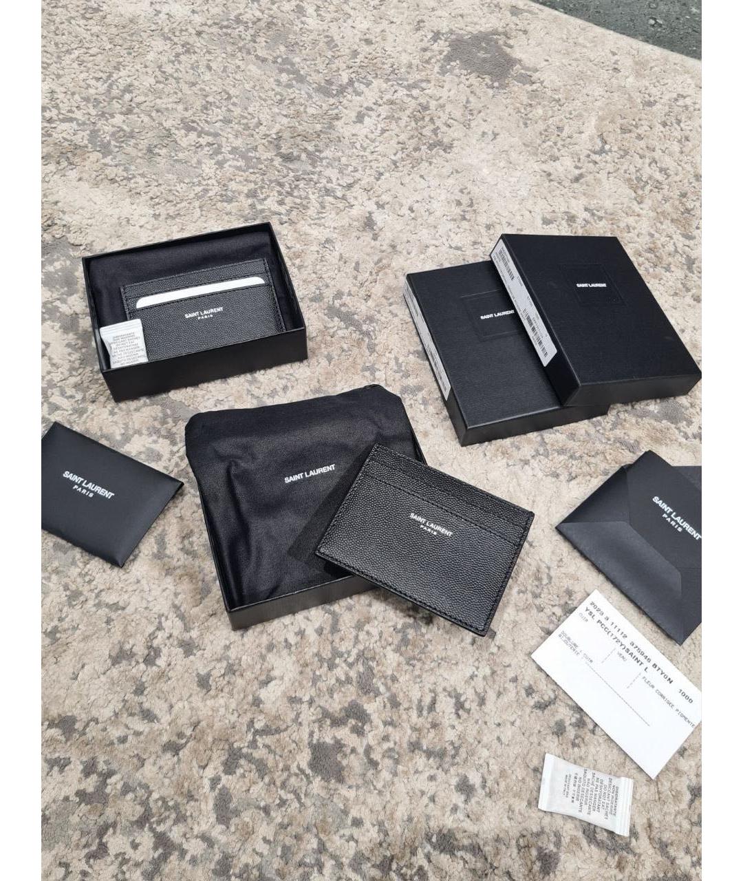 SAINT LAURENT Черная кожаная визитница, фото 2