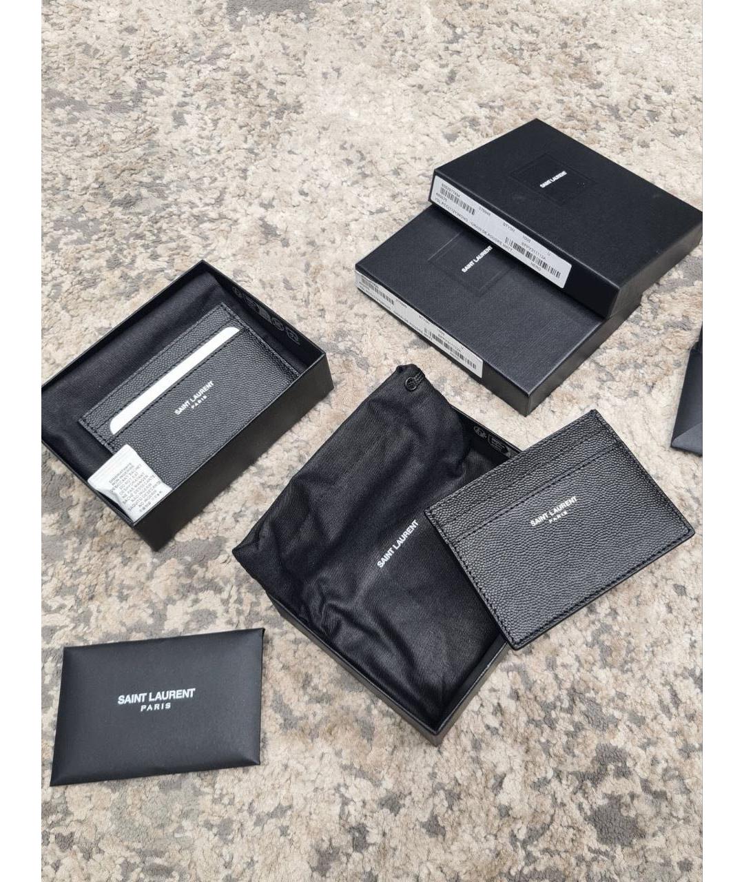 SAINT LAURENT Черная кожаная визитница, фото 5