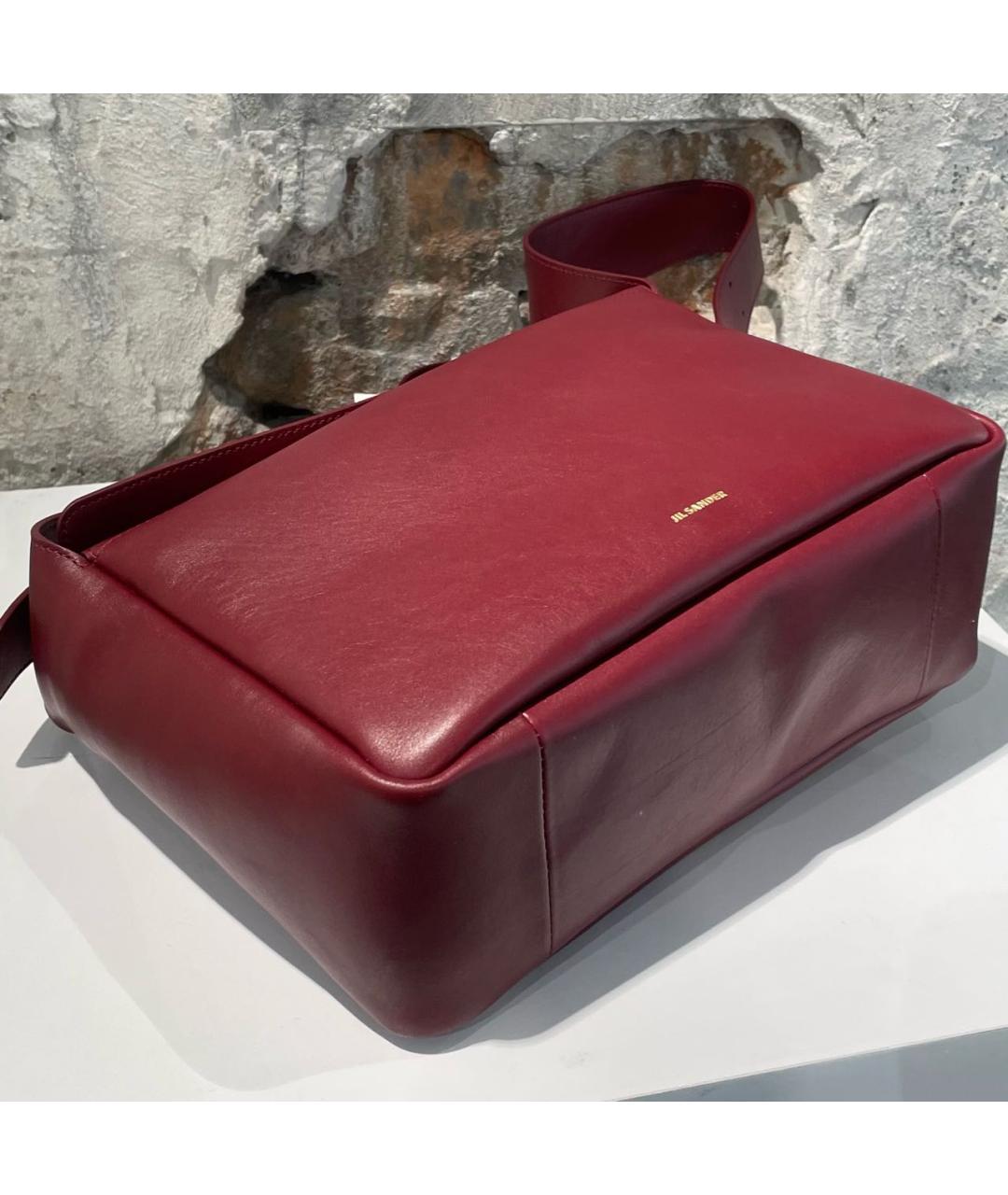 JIL SANDER Бордовая кожаная сумка через плечо, фото 7