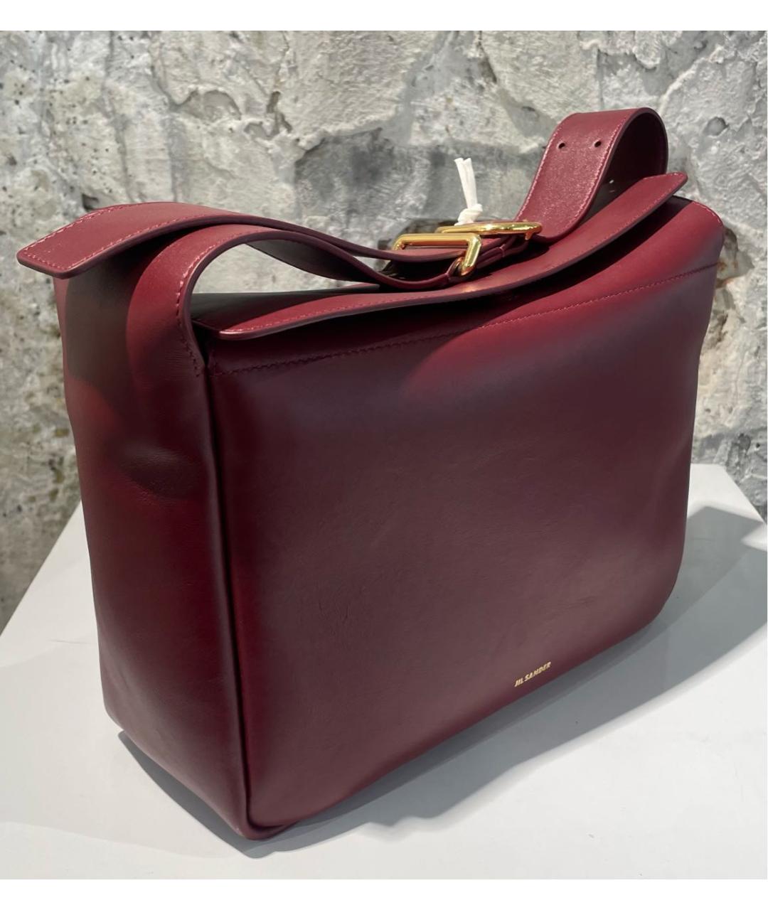 JIL SANDER Бордовая кожаная сумка через плечо, фото 2