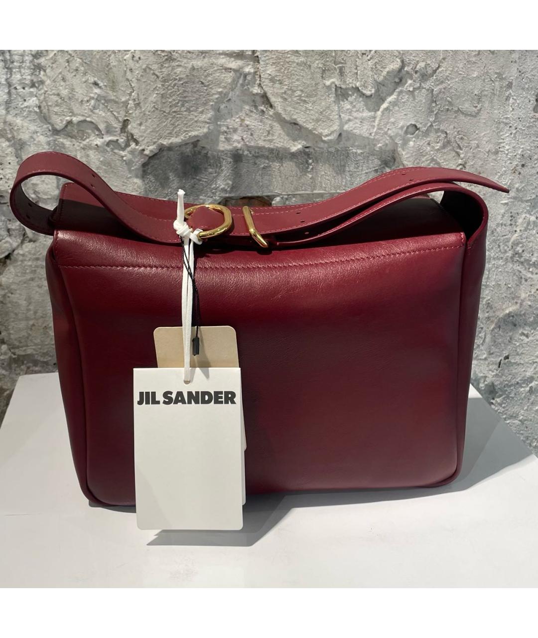 JIL SANDER Бордовая кожаная сумка через плечо, фото 3