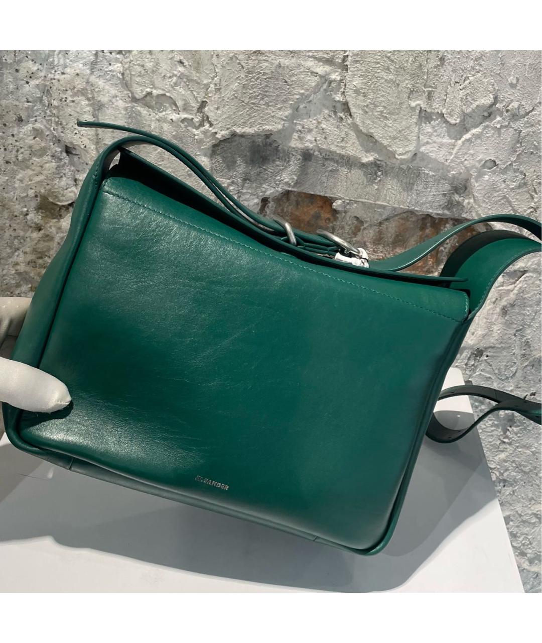 JIL SANDER Зеленая кожаная сумка через плечо, фото 8