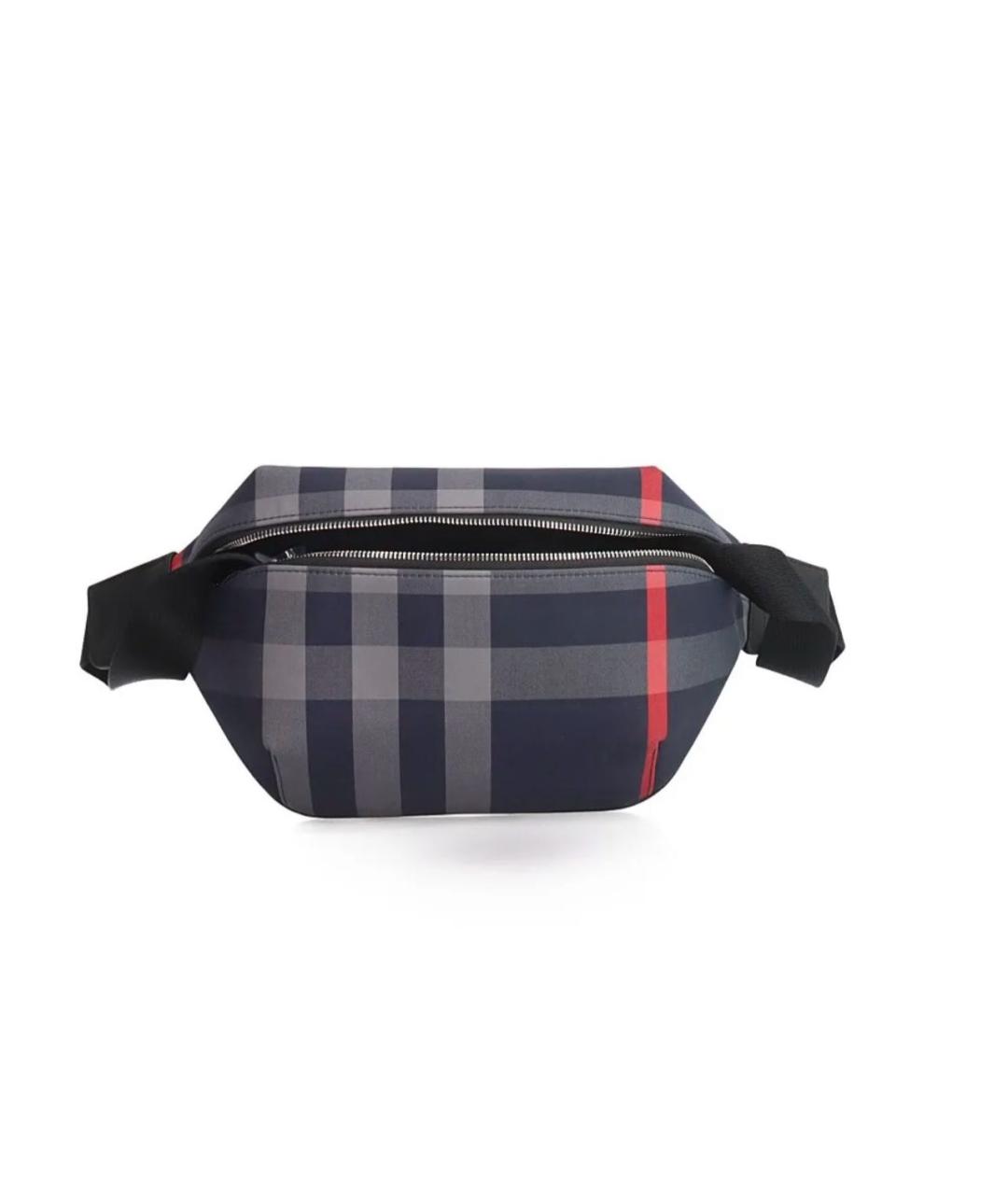 BURBERRY Темно-синяя тканевая поясная сумка, фото 1